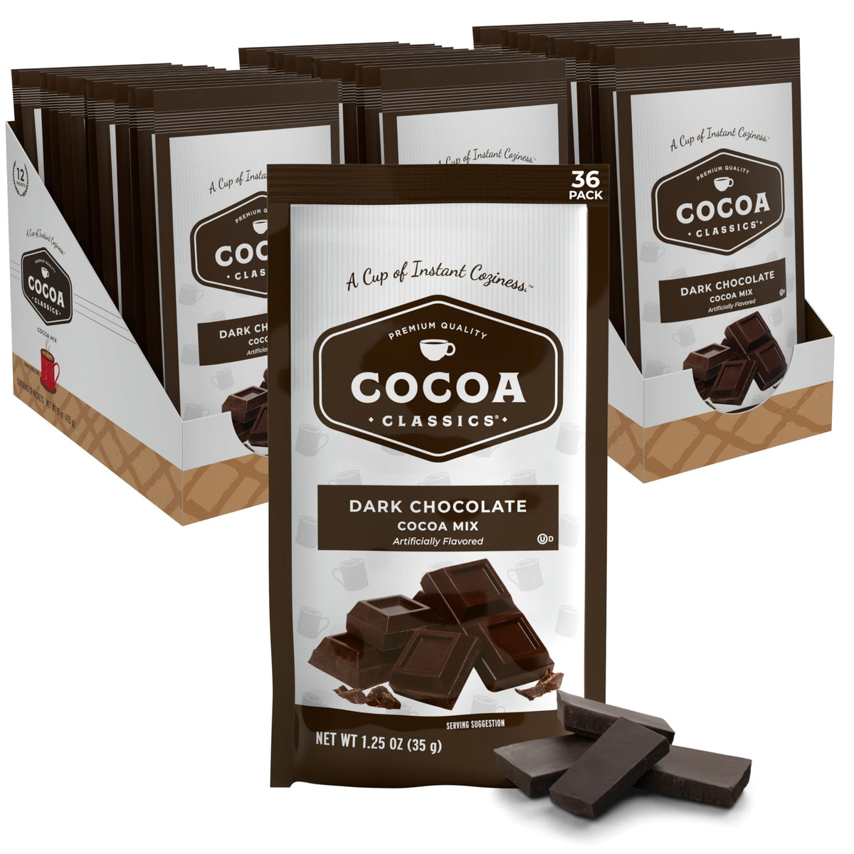 Cocoa Classics Dark Chocolate Cocoa Mix – Rich, Smooth Hot or Iced Cocoa, Gluten Free, Kosher Dairy Friendly, 36-Pack