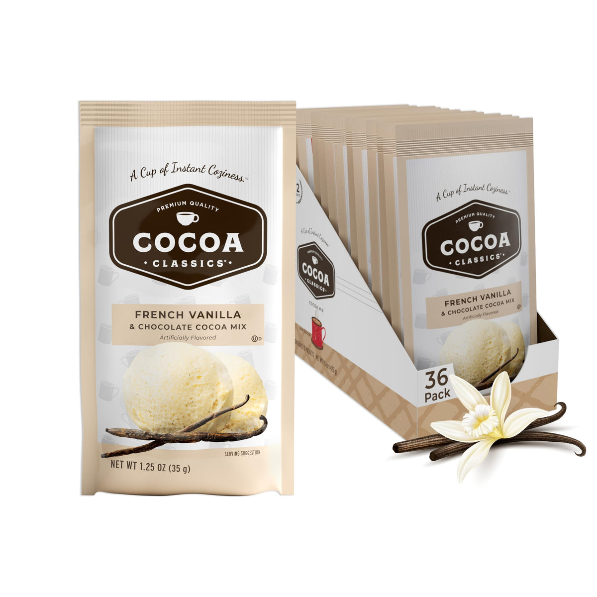 Cocoa Classics French Vanilla Cocoa Mix — 36 Pack, Gluten Free & Kosher Dairy