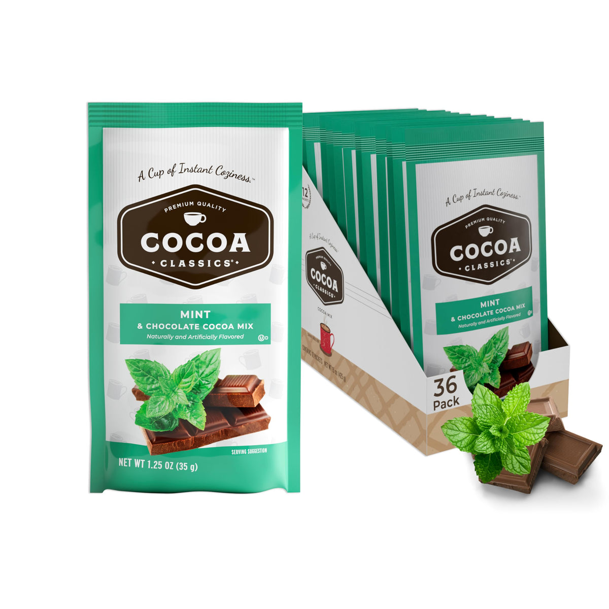 Cocoa Classics Mint Cocoa Mix – Gluten Free, Kosher Dairy, Pack of 36