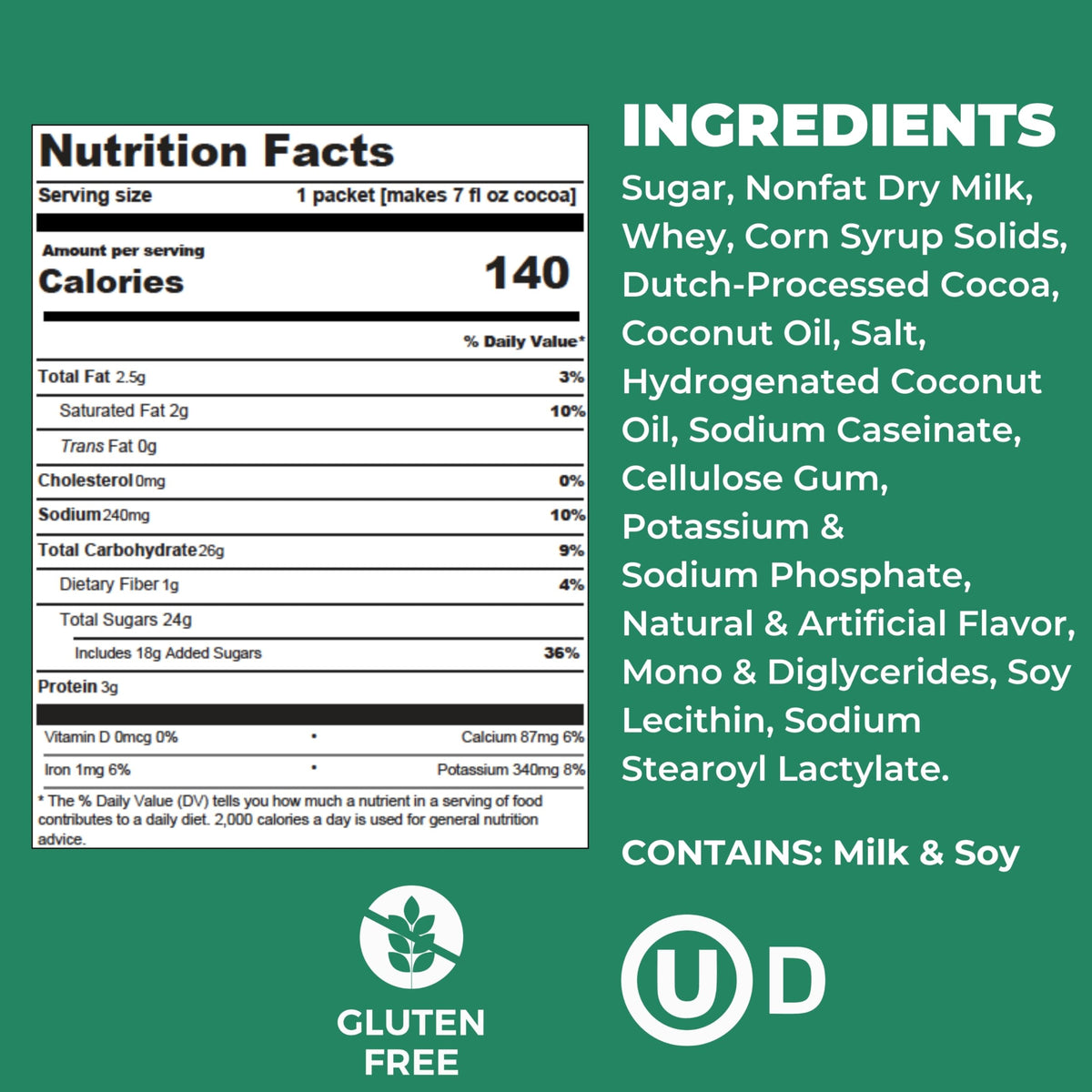 Cocoa Classics Mint Cocoa Mix – Gluten Free, Kosher Dairy, Pack of 36