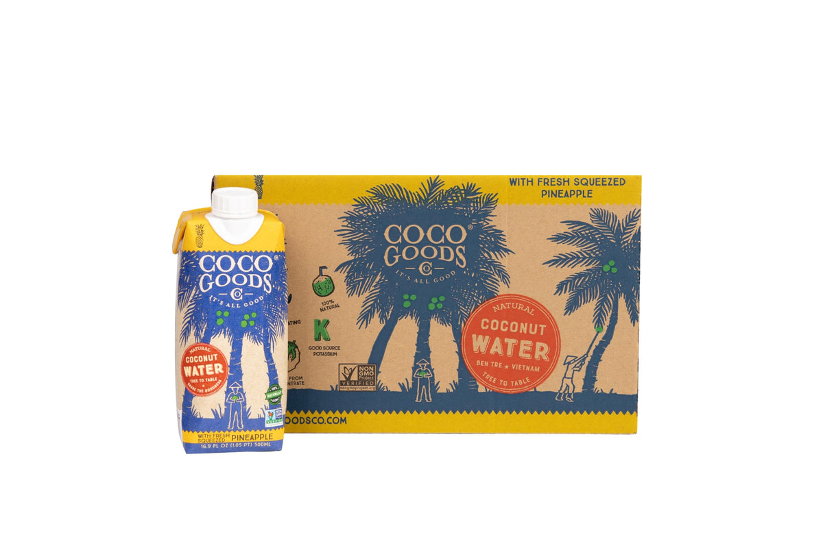 CocoGoods Co: Single-Origin Coconut Water with Fresh Pineapple Juice – 16.9 fl oz, 12 Pack