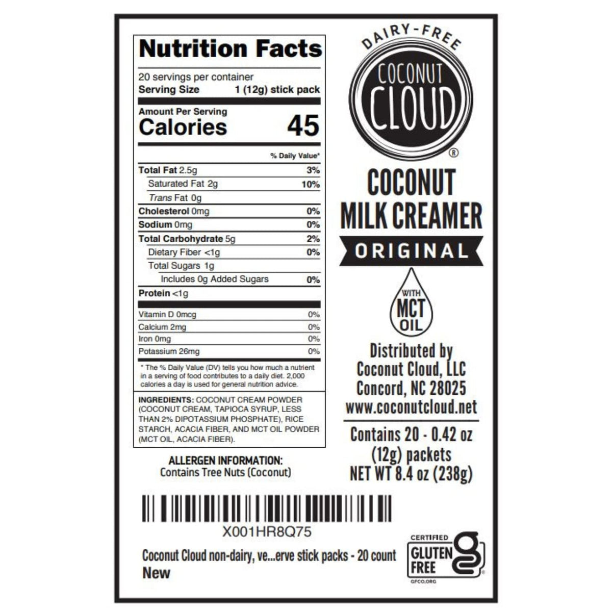 Coconut Cloud Dairy-Free Coffee Creamer — Shelf-Stable, 20 Sticks, Vegan & Gluten-Free