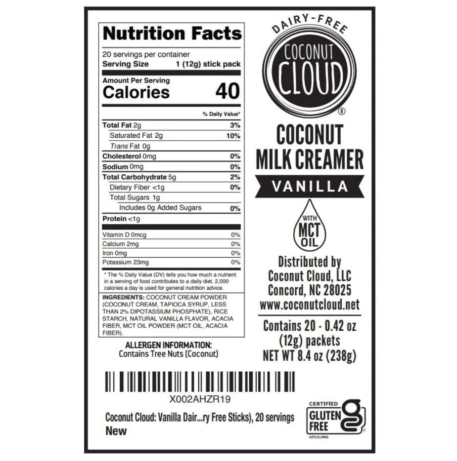 Coconut Cloud Dairy-Free Coffee Creamer – Vanilla (20 Sticks) | Vegan