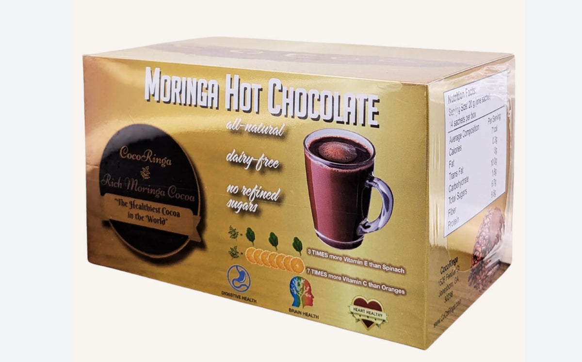 CocoRinga Moringa Hot Chocolate – Vegan High Protein, Keto & Sugarfree (10 ct)