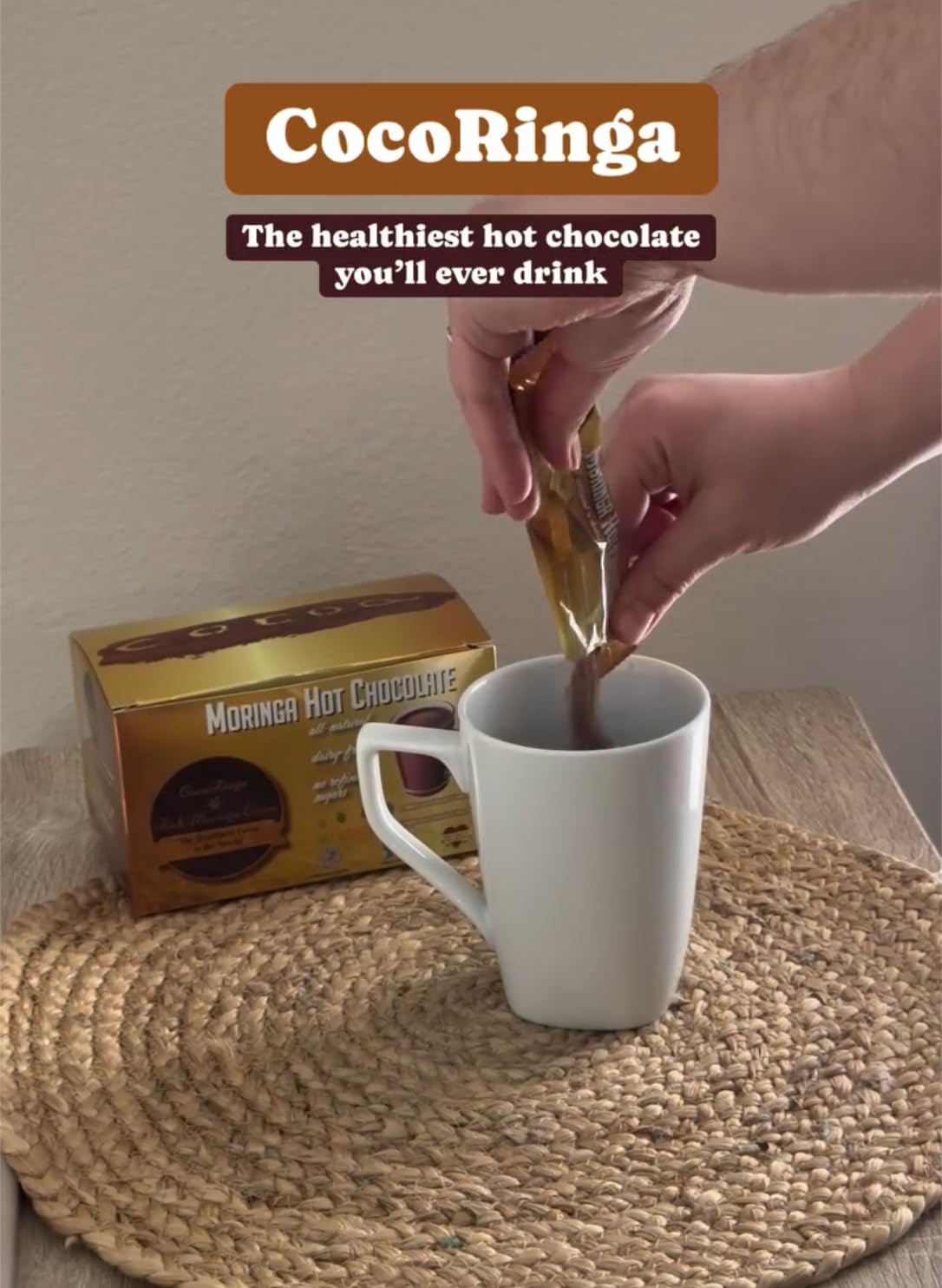 CocoRinga Moringa Hot Chocolate – Vegan High Protein, Keto & Sugarfree (10 ct)