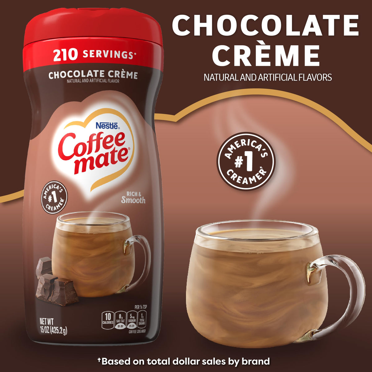 Coffee Mate Creamy Chocolate Powdered Coffee Creamer – 15 oz (Pack of 6)