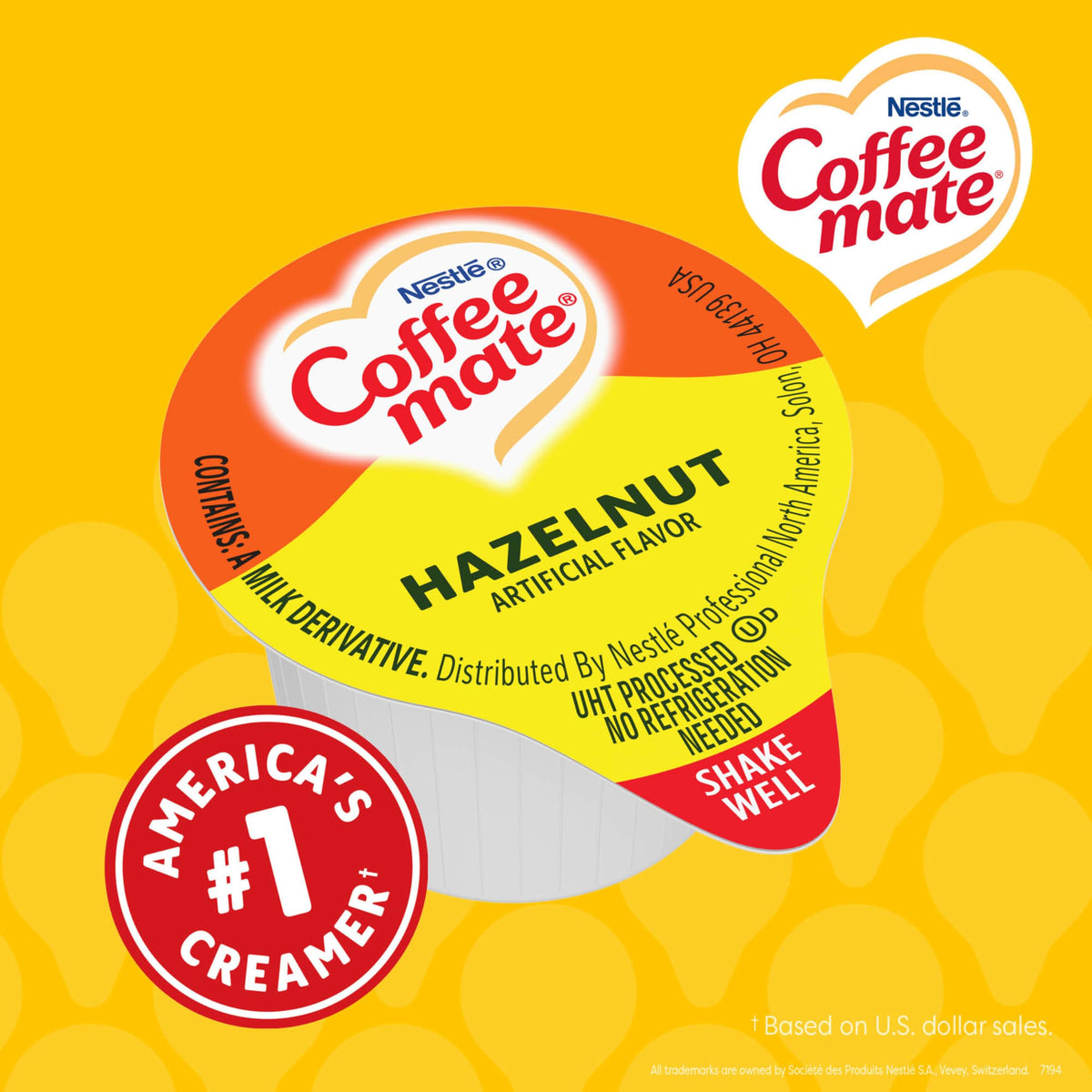 Coffee Mate Hazelnut Liquid Creamer Singles – Non-Dairy, Shelf-Stable, 180 Count