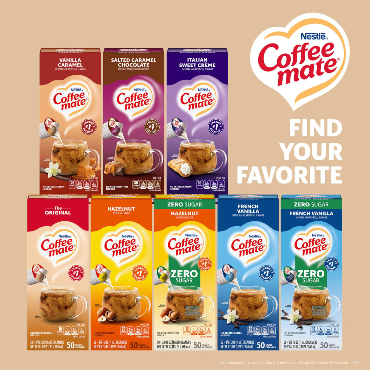 Coffee Mate Original Liquid Creamer Singles – Non-Dairy, Shelf-Stable, 0.375 fl oz, Pack of 200