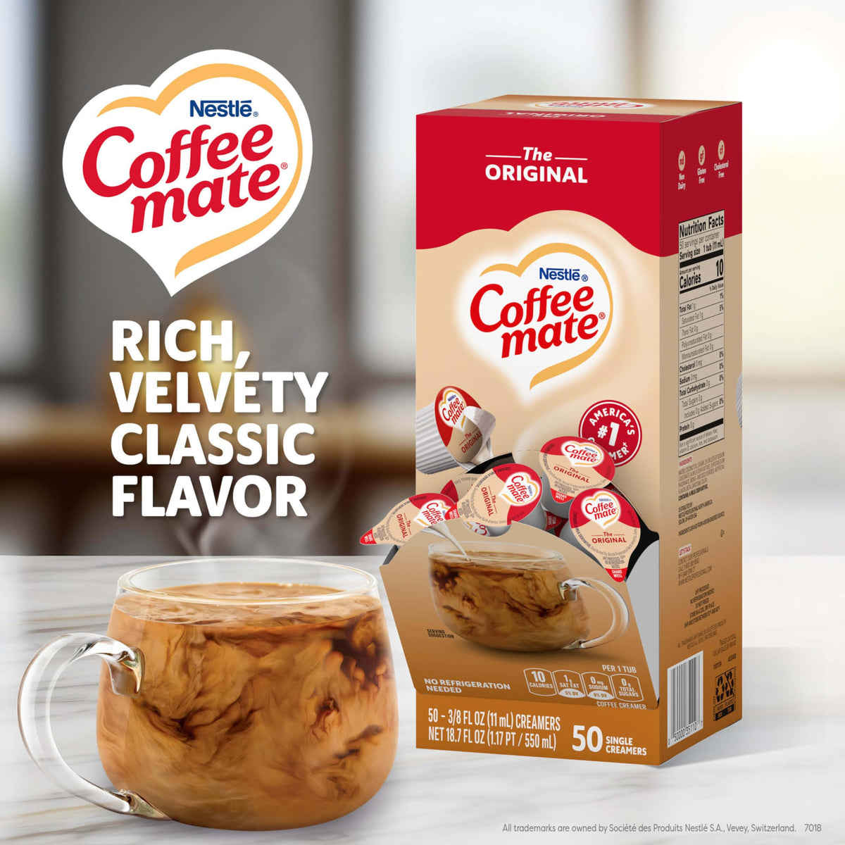 Coffee Mate Original Liquid Creamer Singles – Non-Dairy, Shelf-Stable, 0.375 fl oz, Pack of 200
