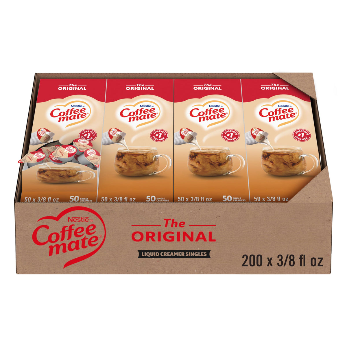 Coffee Mate Original Liquid Creamer Singles – Non-Dairy, Shelf-Stable, 0.375 fl oz, Pack of 200