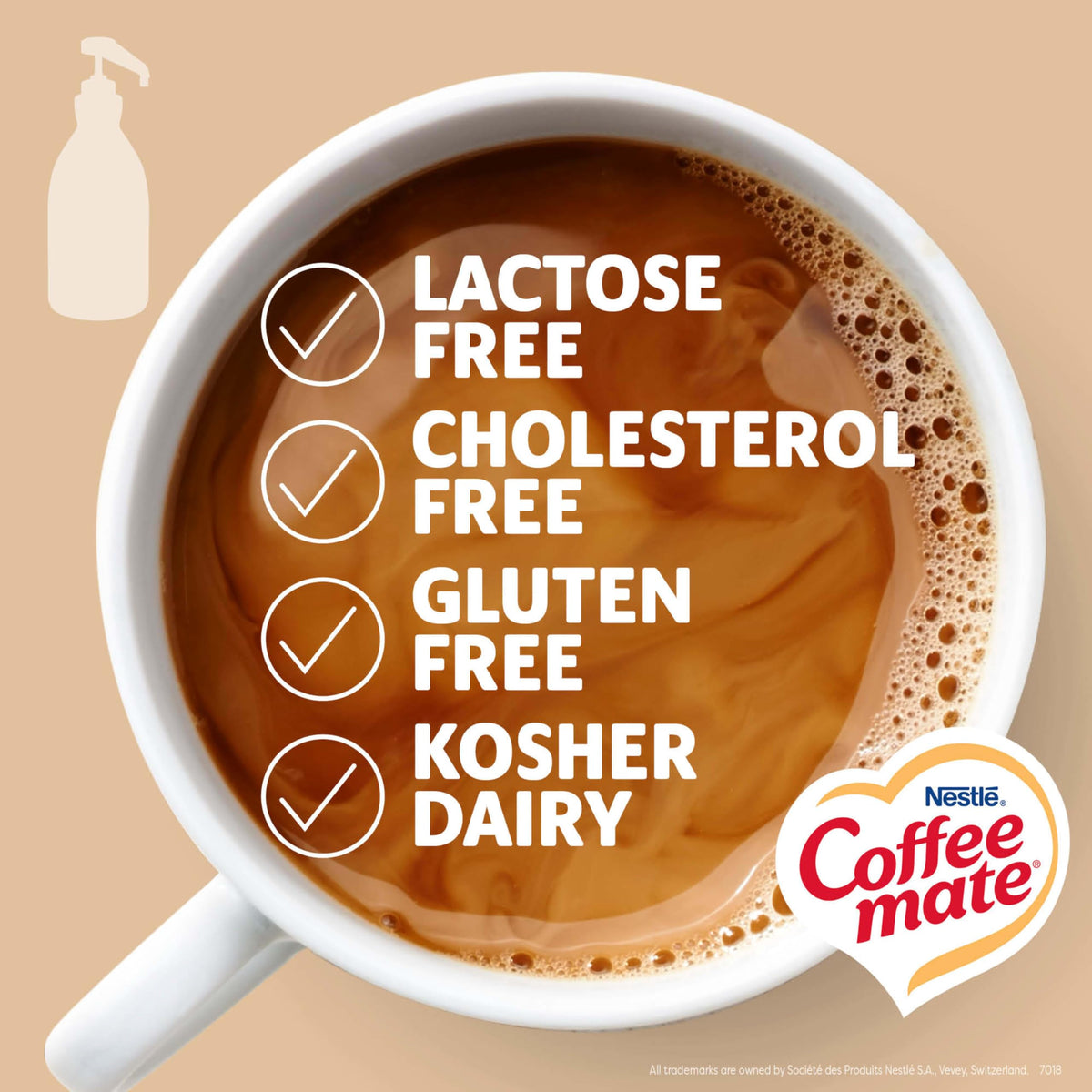 Nestle Coffee Mate Sweetened Original Liquid Creamer Pump Bottle – Non-Dairy, Shelf-Stable, 50.7 oz