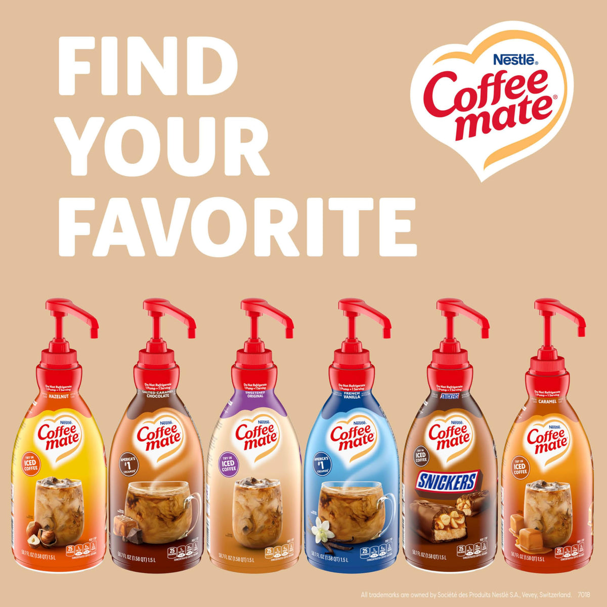 Nestle Coffee Mate Sweetened Original Liquid Creamer Pump Bottle – Non-Dairy, Shelf-Stable, 50.7 oz