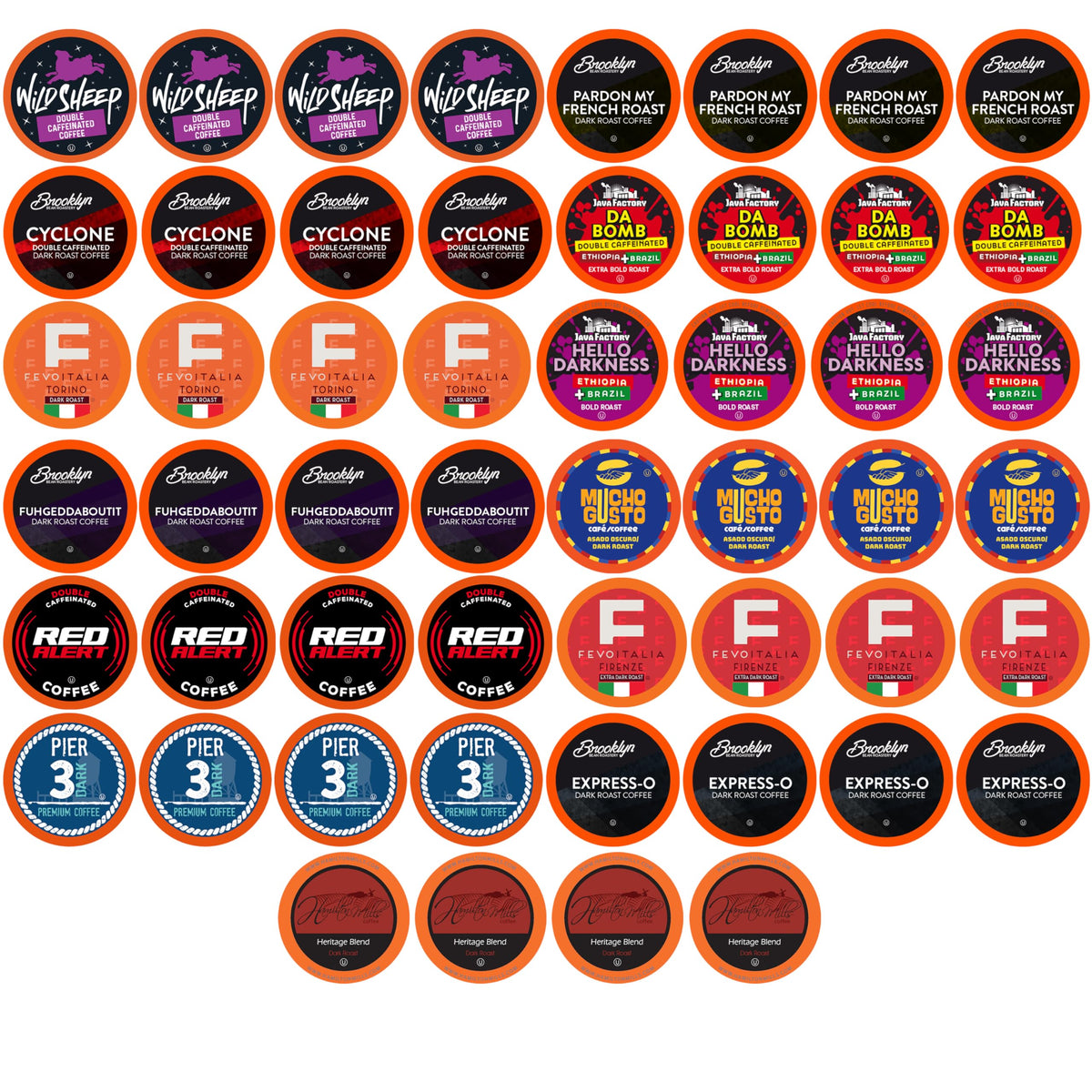 Coffee Pod Variety Packs Sampler – 52 Count, K-Cup Compatible with 2.0 Brewers | Dark Roast Variety