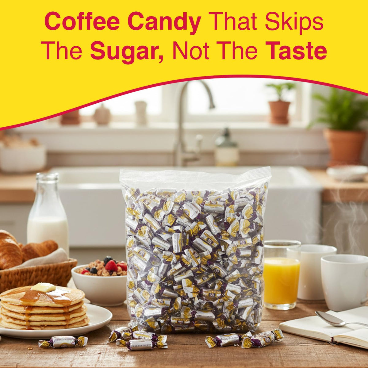 Coffee Rio Sugar-Free Latté Candy Bulk – 3 lb Kosher, Individually Wrapped