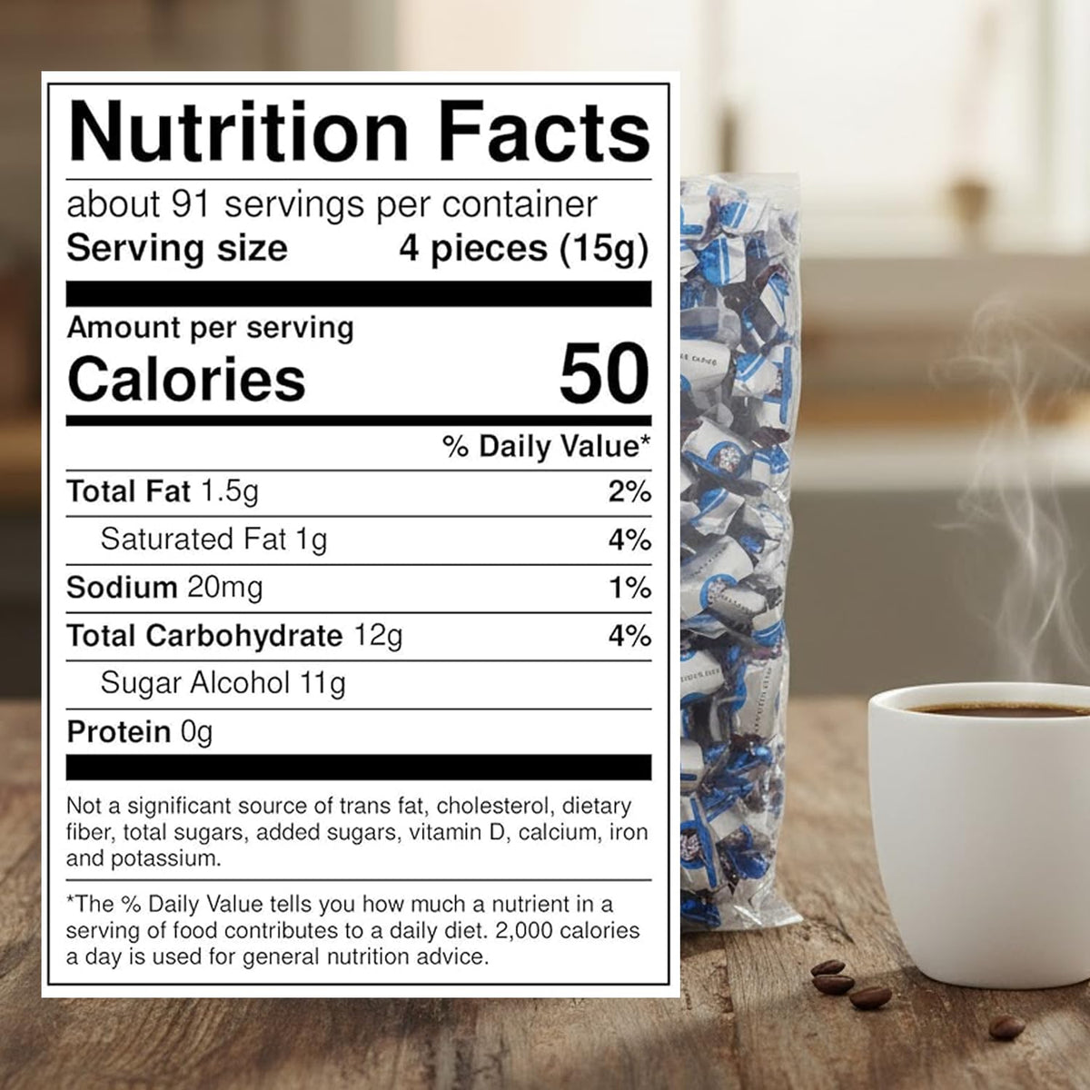 Coffee Rio Sugar Free Original Coffee Candy Bulk — 3 Pound Bag, Individually Wrapped, Kosher Certified