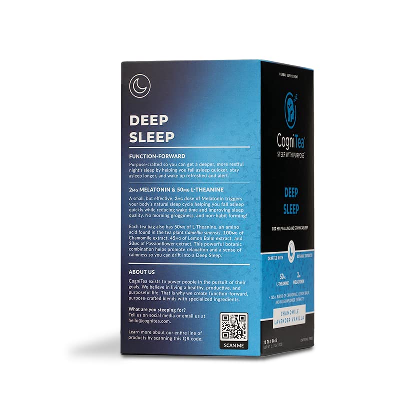 CogniTea Deep Sleep Tea – 2mg Melatonin, 50mg L-Theanine, Valerian & Chamomile