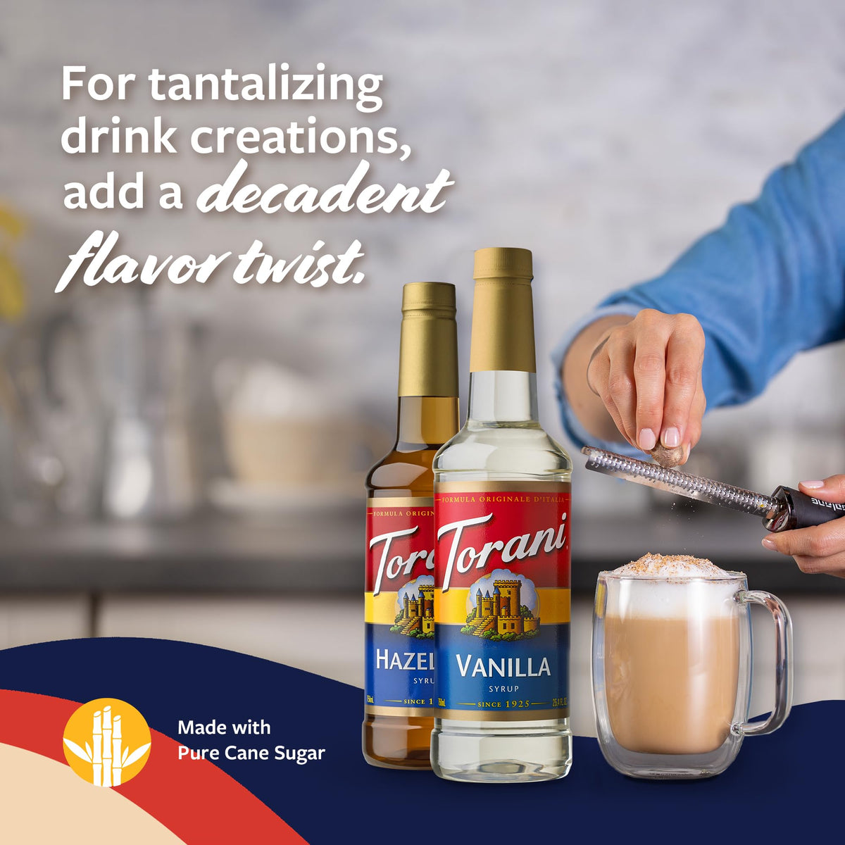 Torani Hazelnut & Vanilla Syrup 2-Pack with Pumps – 25.4 Fl Oz Each