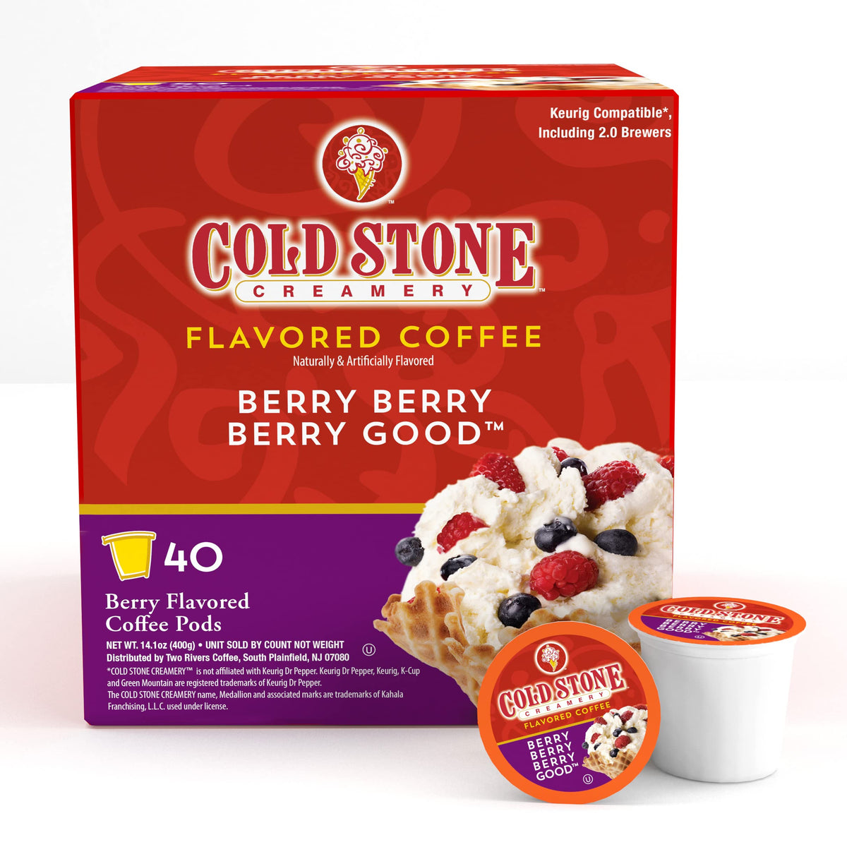 Cold Stone Creamery Beverages Berry Berry Berry Good Ice Cream Flavored Coffee Pods – 40-Count Keurig K-Cup Compatible