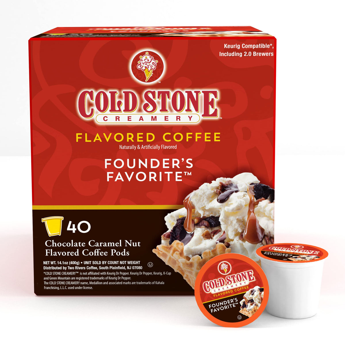 Cold Stone Creamery Beverages — Founder's Favorite Ice Cream Flavored Coffee Pods, Keurig 2.0 Compatible, 40 Count