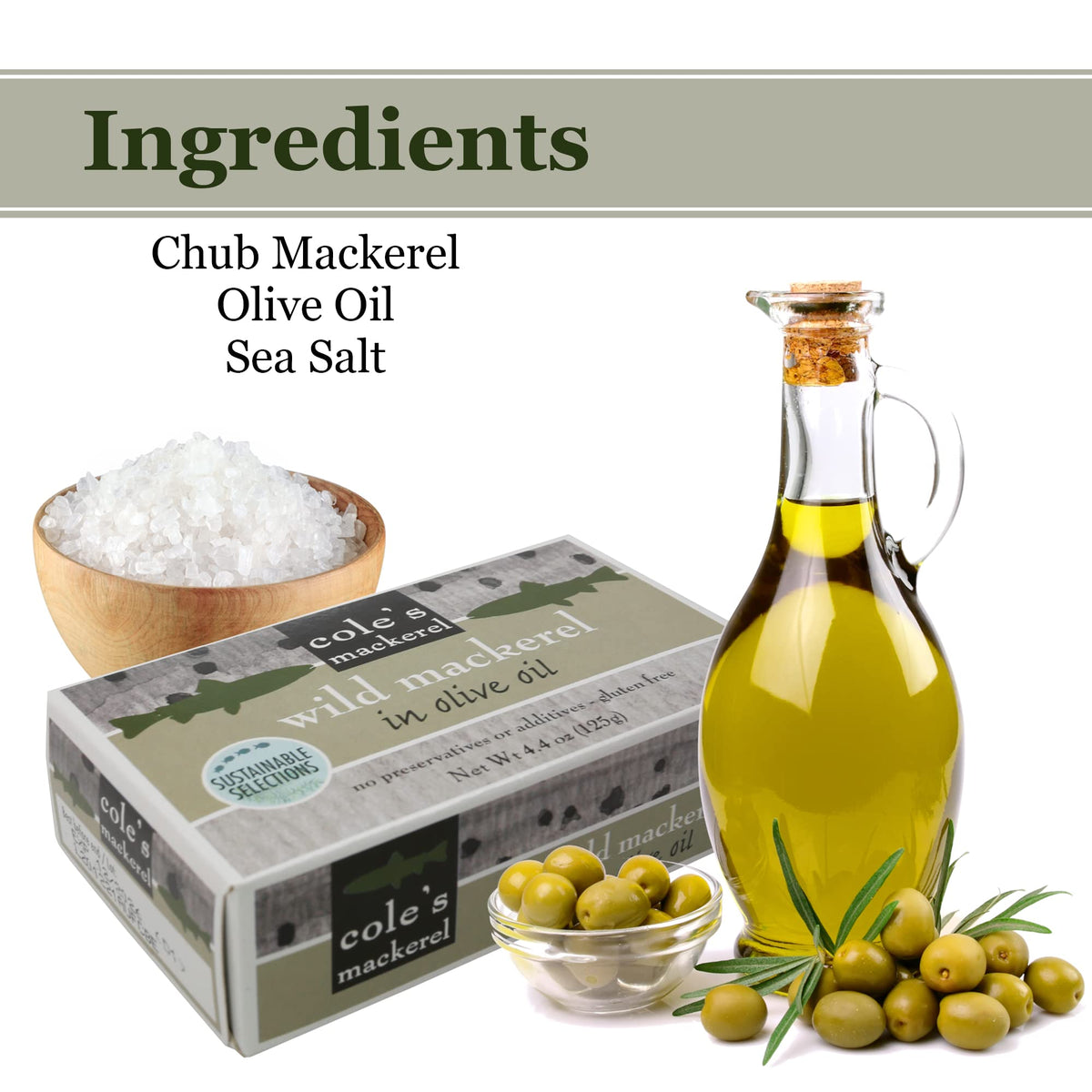 Cole's Pack of 5 Wild Mackerel in Olive Oil – Gluten Free, Skinless & Boneless