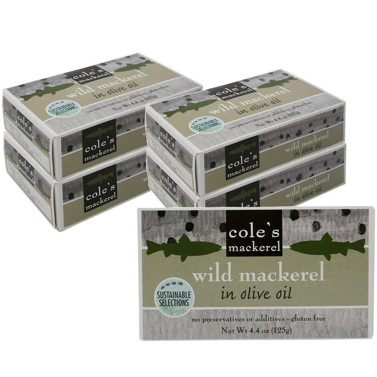 Cole's Pack of 5 Wild Mackerel in Olive Oil – Gluten Free, Skinless & Boneless