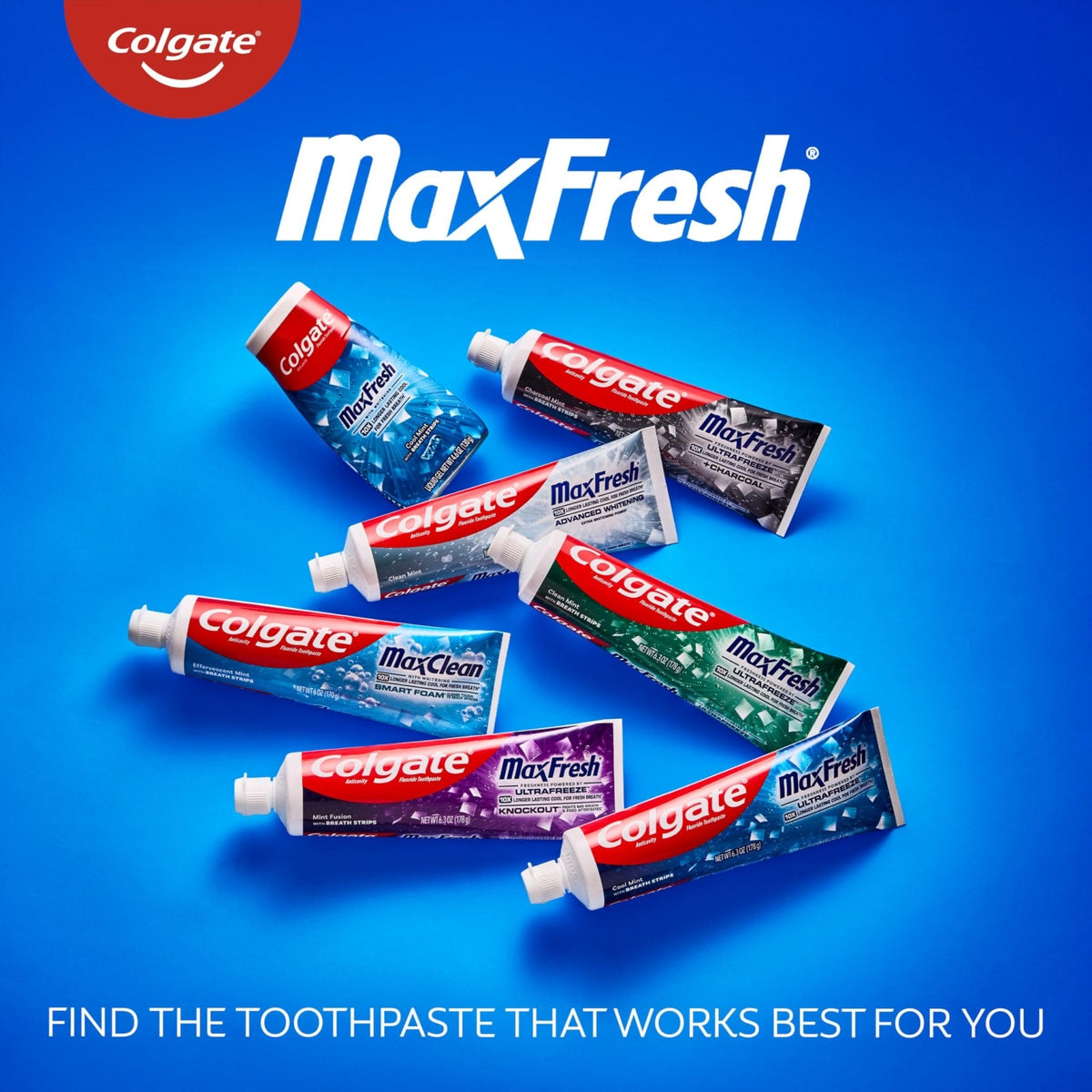 Colgate MaxFresh Fluoride Toothpaste, Clean Mint, 4 Pack, 6.3 oz