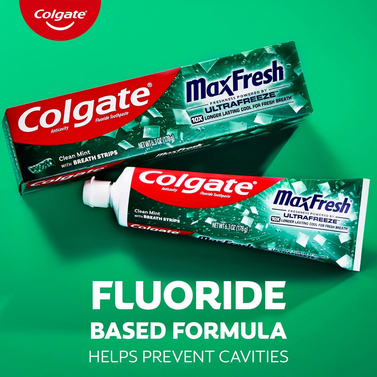 Colgate MaxFresh Fluoride Toothpaste, Clean Mint, 4 Pack, 6.3 oz