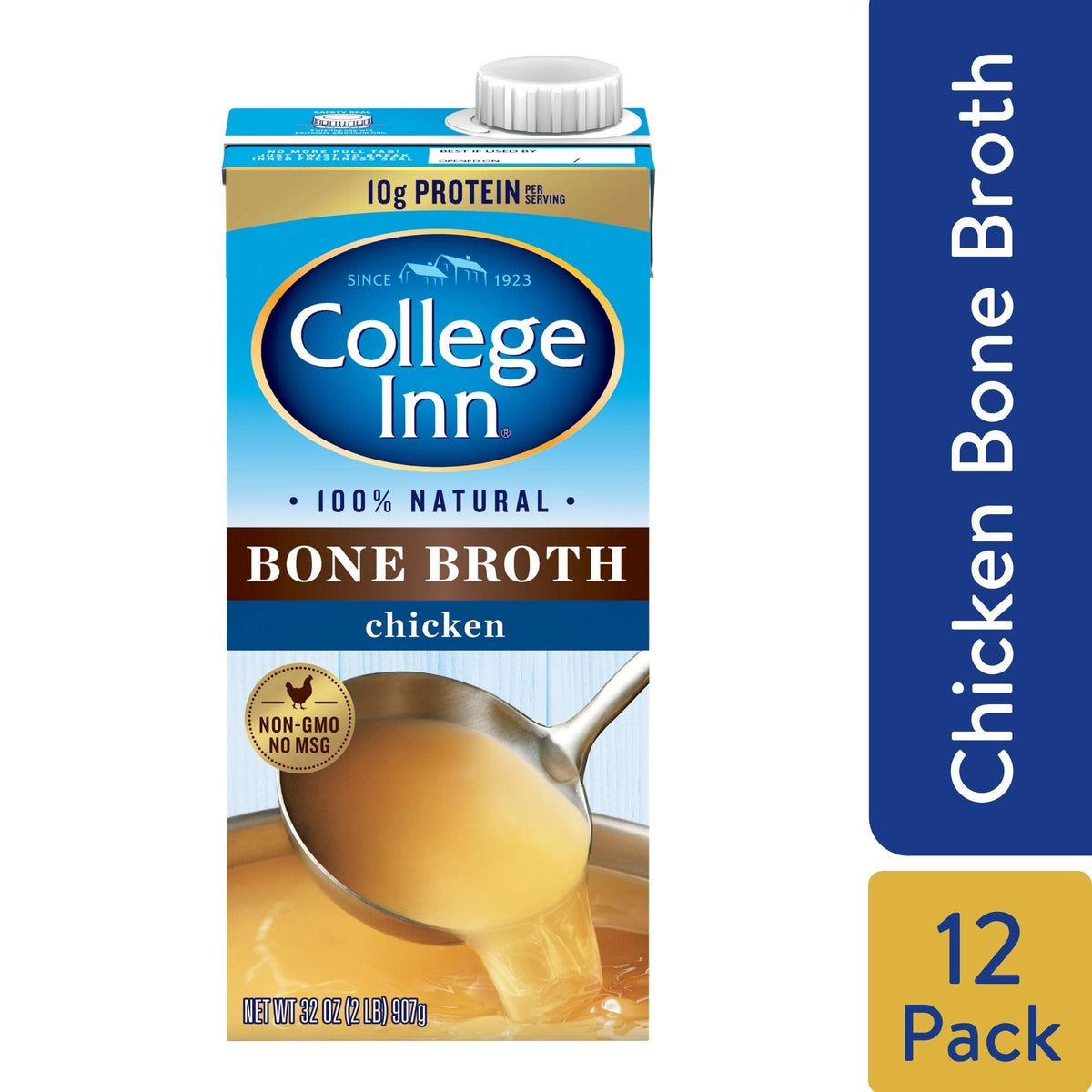 College Inn 100% Natural Chicken Bone Broth — 12 Pack, 32 oz Cartons