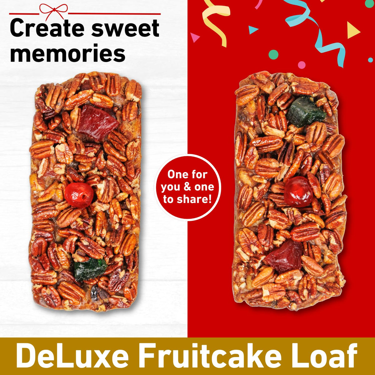Collin Street Bakery DeLuxe Fruitcake 2 Pack – Handcrafted 14 oz Loaves with Pecans, Pineapple & Honey