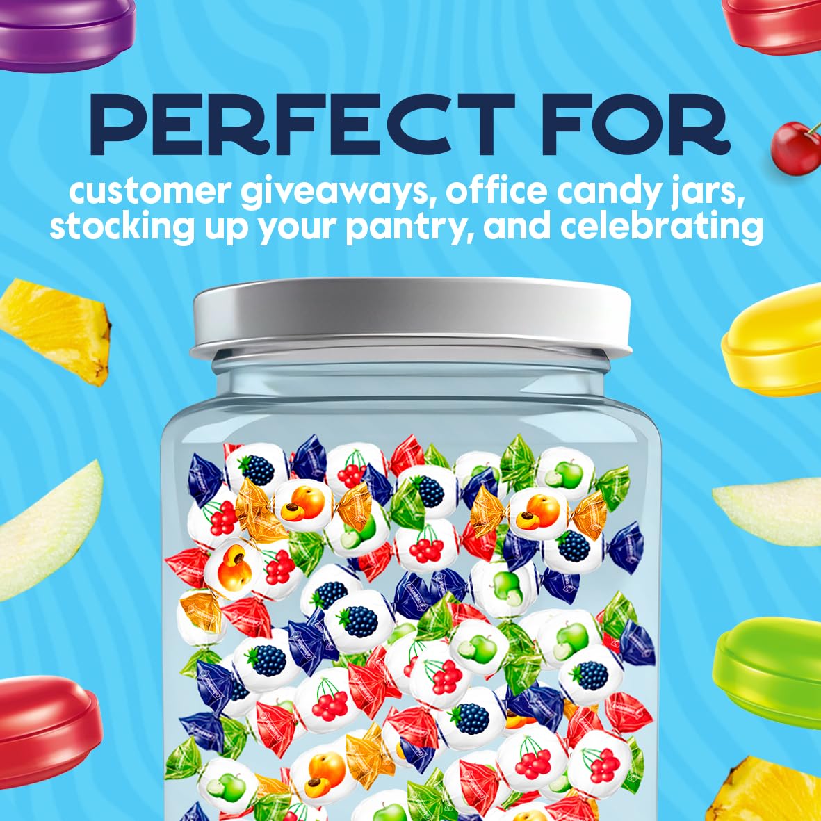 Colombina Delicate Fruit Drops – 4 Assorted Flavors, 2.2lb Bulk Pack, Individually Wrapped
