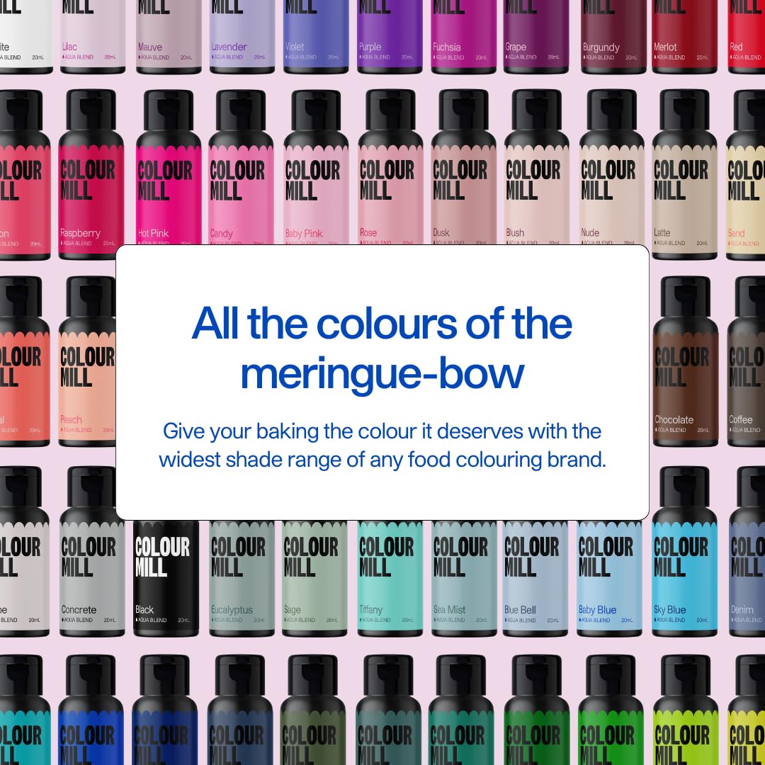 Colour Mill Botanical Pack Aqua Blend: Water-Based Food Coloring Set (Dusk, Latte, Lilac, Olive, Rose & Sage) – 6 x 20ml