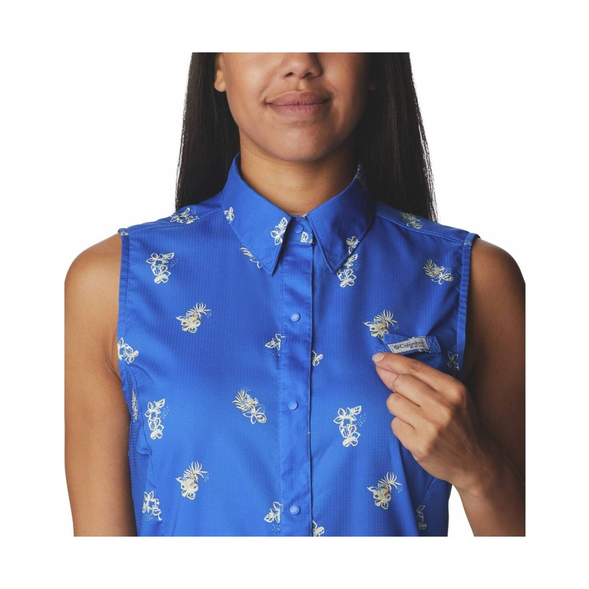 Columbia Women's Super Tamiami Sleeveless Shirt -  Blue Macaw Bouquet Foray - ONLINE STORE CREDIT/EXCHANGE ONLY