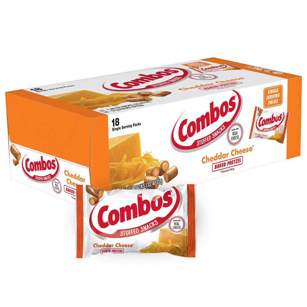COMBOS Cheddar Cheese Pretzels Snack Bags – 1.8 oz Each, 18-Pack Bulk Box