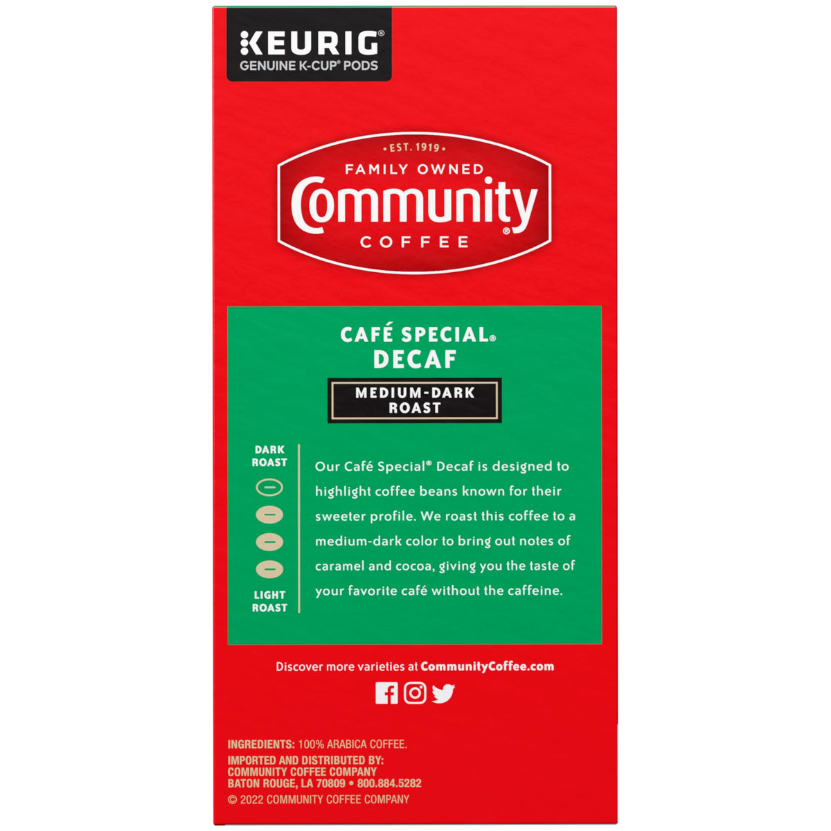 Community Coffee Café Special Decaf – Medium-Dark Roast K-Cup Pods, 32 Count