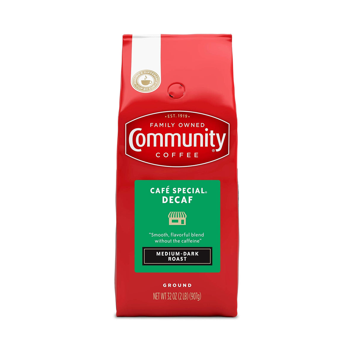 Community Coffee Café Special Decaf Ground Coffee, Medium-Dark Roast, 32oz Bag (Pack of 1)