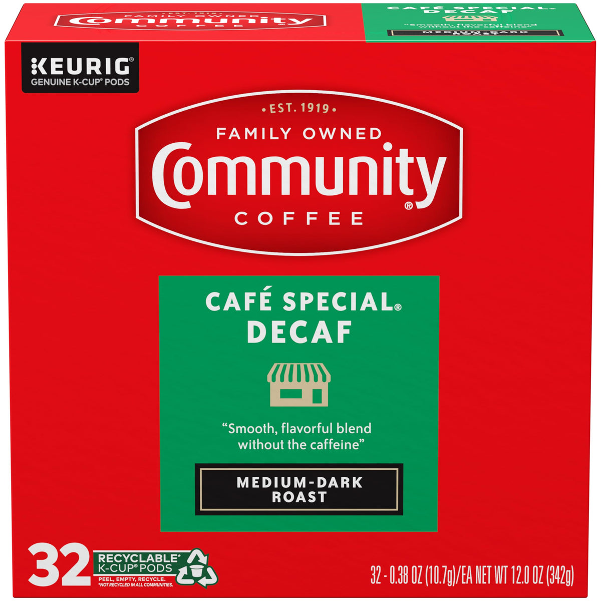 Community Coffee Café Special Decaf – Medium-Dark Roast K-Cup Pods, 32 Count