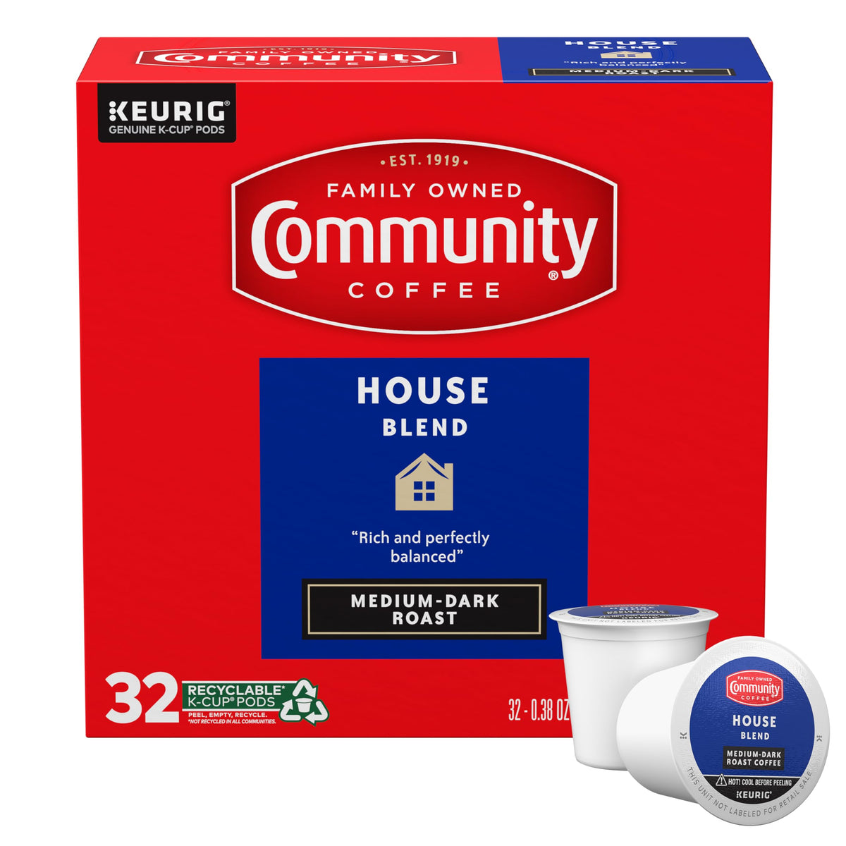 Community Coffee House Blend Medium-Dark Roast K-Cup Pods 32-Count