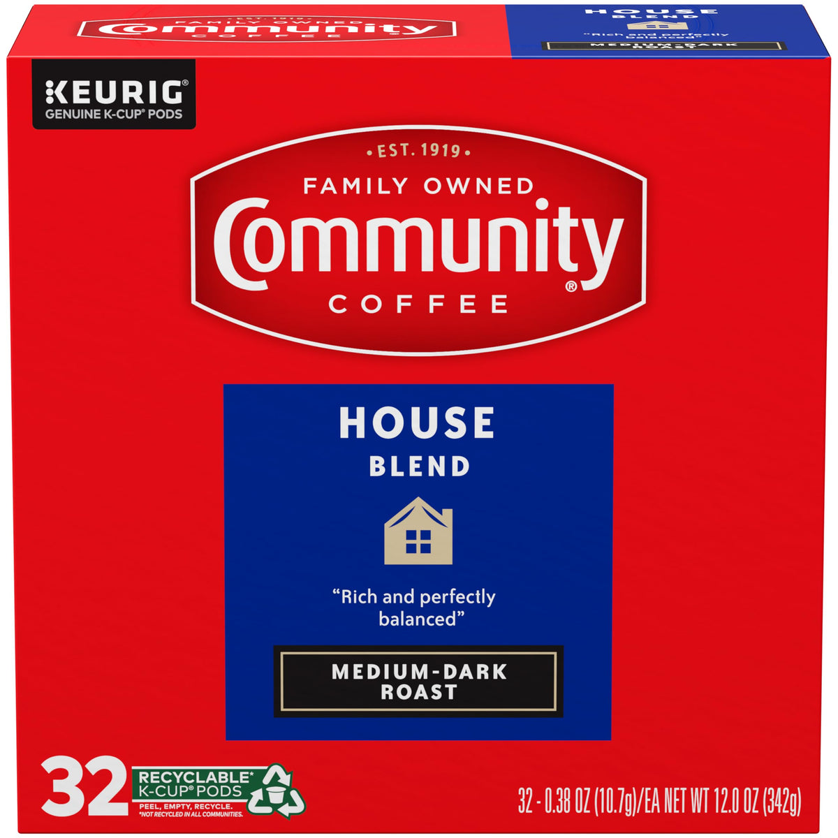 Community Coffee House Blend Medium-Dark Roast K-Cup Pods 32-Count