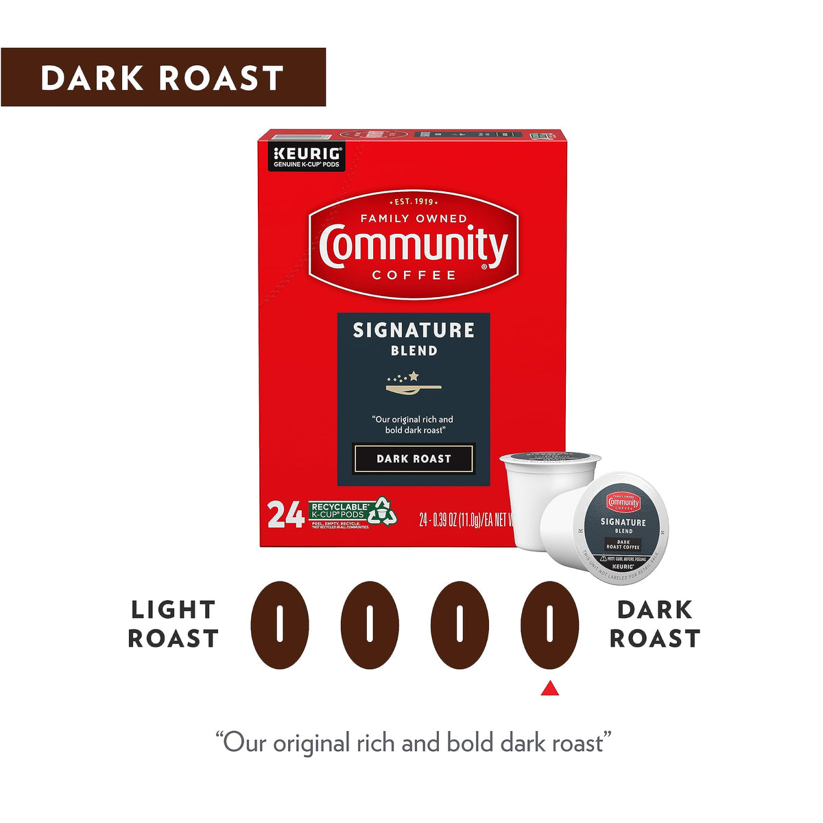 Community Coffee Signature Blend 60-Count Pods – Dark Roast, Keurig Compatible
