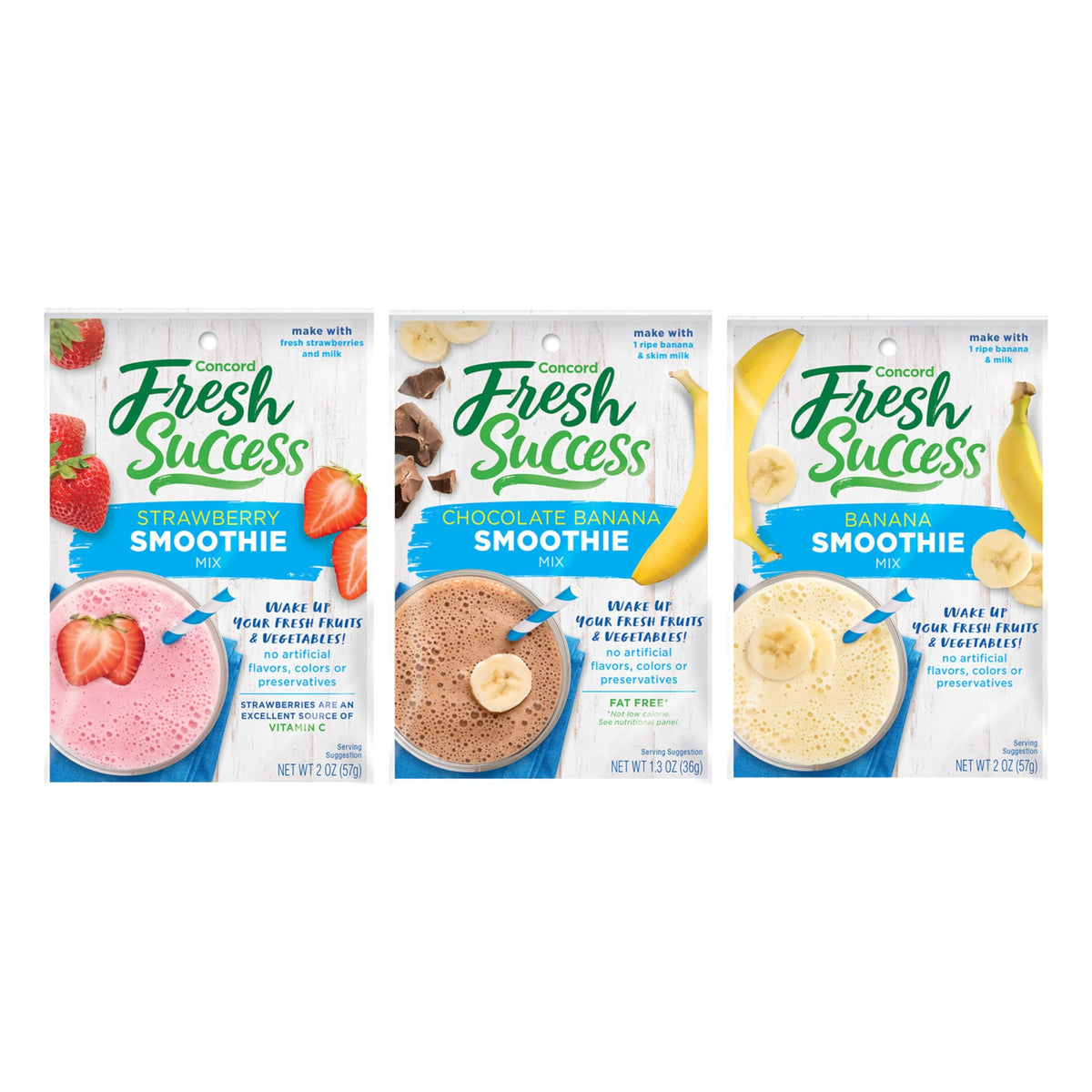 Concord Foods Breakfast Fruit Smoothie Mix — 3 Flavors, 18 Pouches