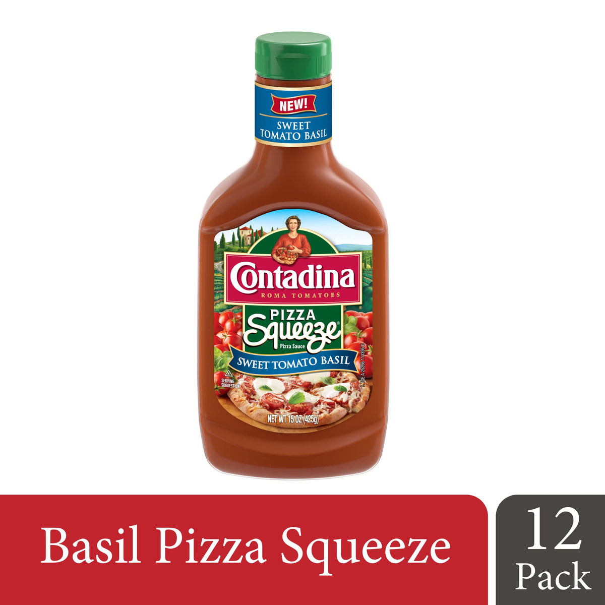 Contadina Tomato Basil Pizza Squeeze 15 oz – Pack of 12 | Authentic Italian Flavor