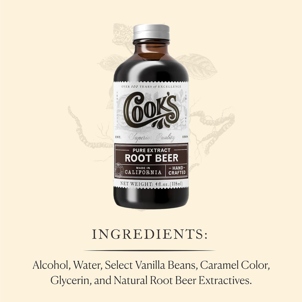 Cook's Root Beer Extract Flavoring — 8 oz for Root Beer Making & Baking | COOK'S
