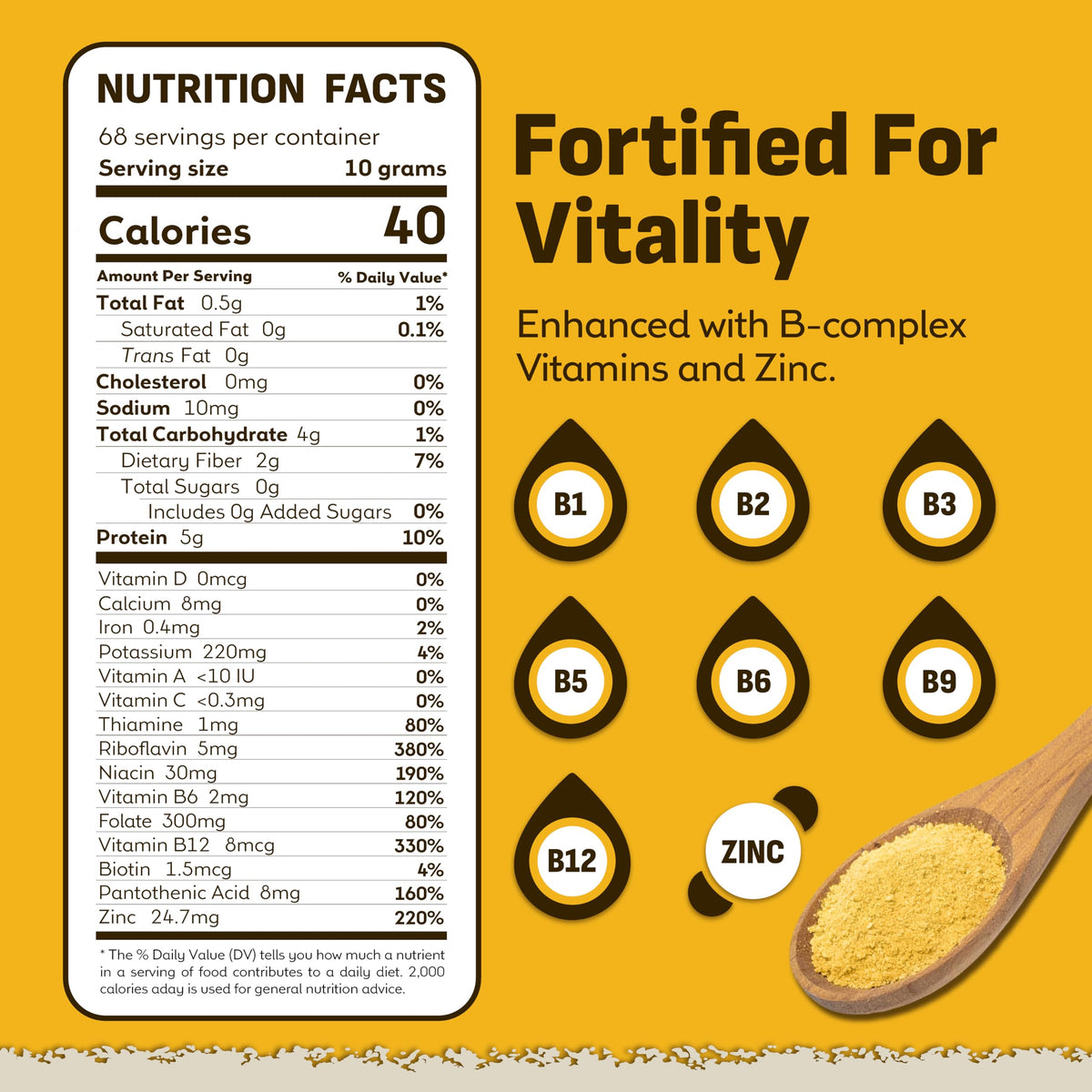 Coolinario Large Fortified Nutritional Yeast Flakes – Savory Cheese Flavor, Gluten-Free, 1 Gal