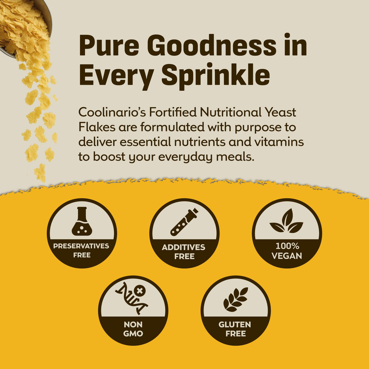 Coolinario Large Fortified Nutritional Yeast Flakes – Savory Cheese Flavor, Gluten-Free, 1 Gal
