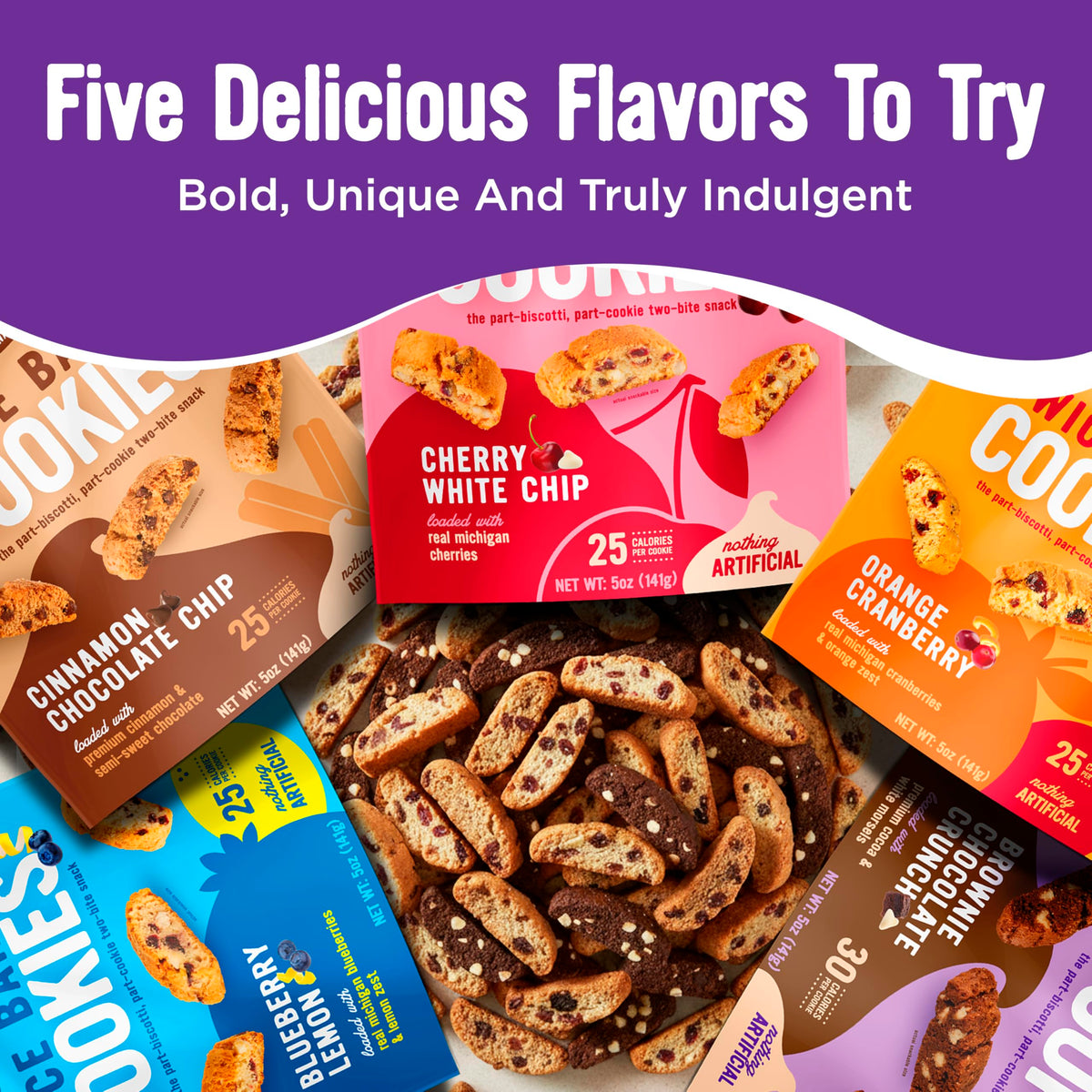 Cooper Street Twice Baked Biscotti Cookies Variety Pack - 5 Pack (5oz Each) - 5 Flavors Assortment, Light and Crispy Coffee Cookies, Dairy & Peanut Free, Kosher