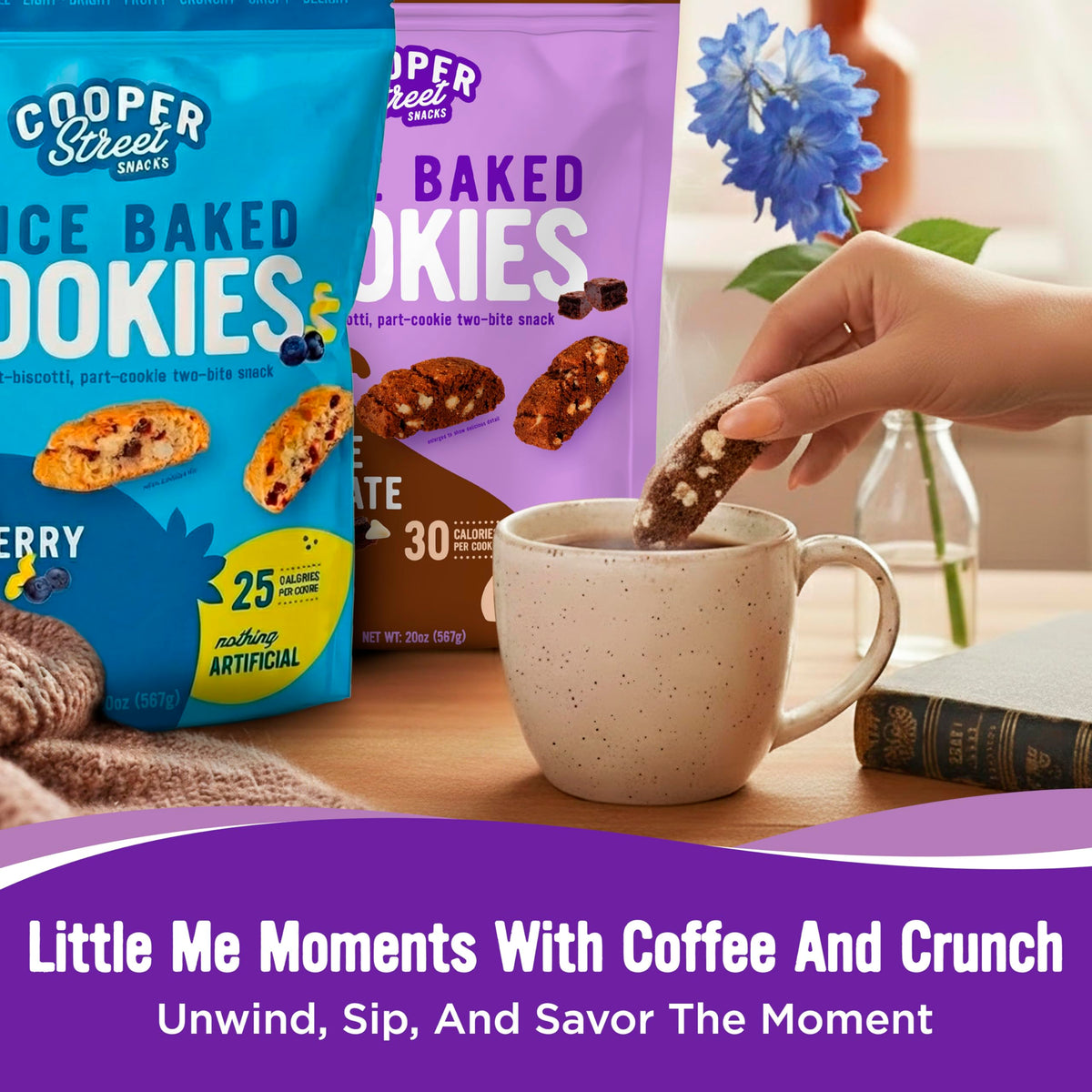 Cooper Street Twice Baked Biscotti Variety Pack – 4 Gourmet Cookies, Peanut & Dairy Free (1.25 lb per bag)