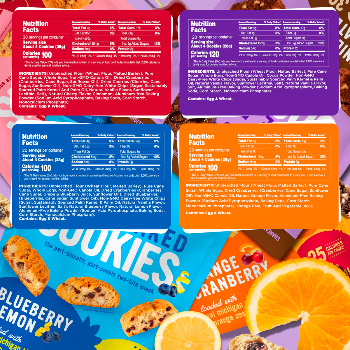 Cooper Street Twice Baked Biscotti Variety Pack – 4 Gourmet Cookies, Peanut & Dairy Free (1.25 lb per bag)