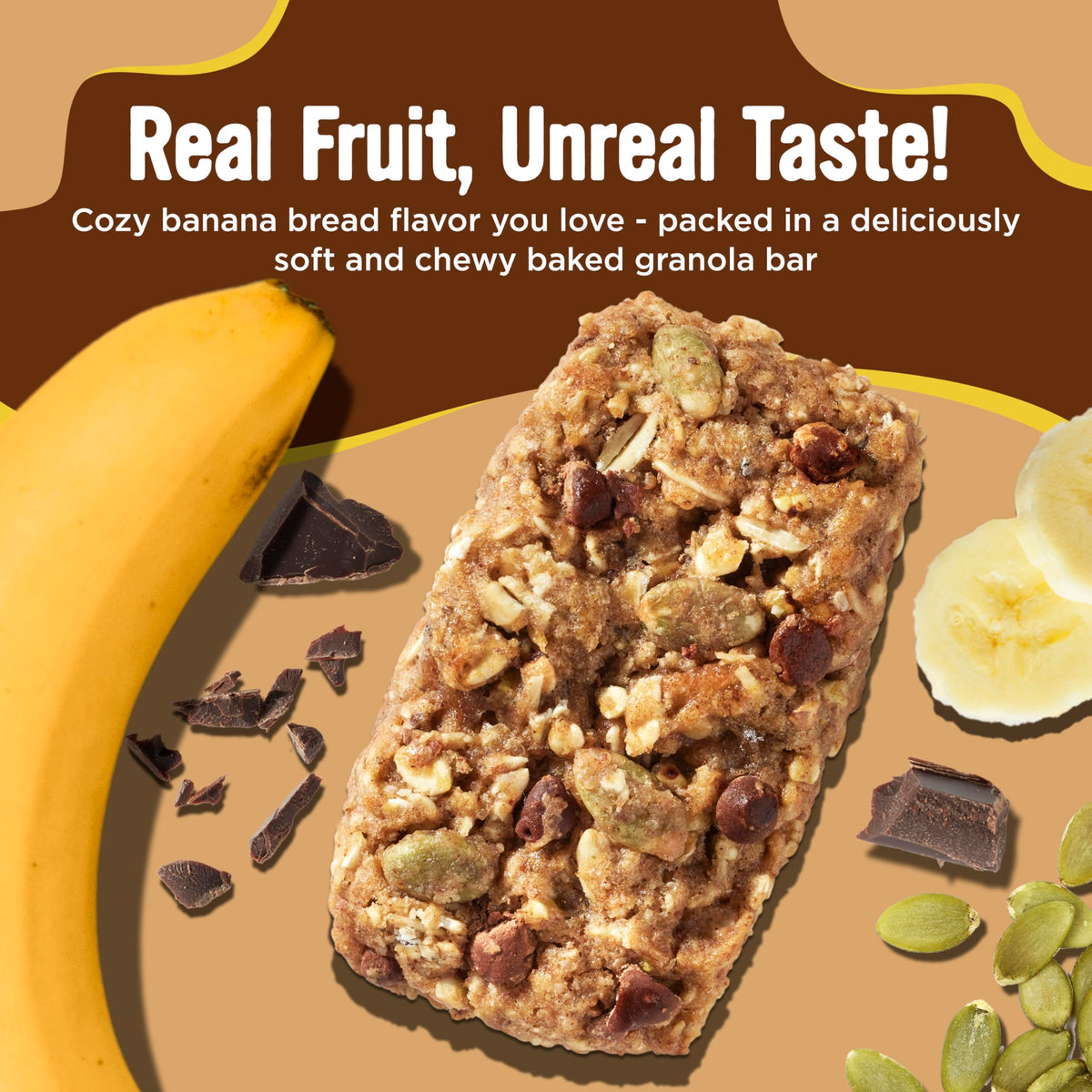 Cooper Street Granola Bakes – Soft Baked Banana Bread Bars, Nut-Free, 48 Pack