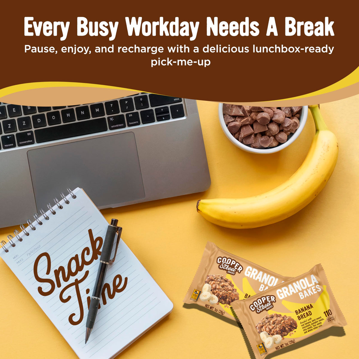 Cooper Street Granola Bakes – Soft Baked Banana Bread Bars, Nut-Free, 48 Pack