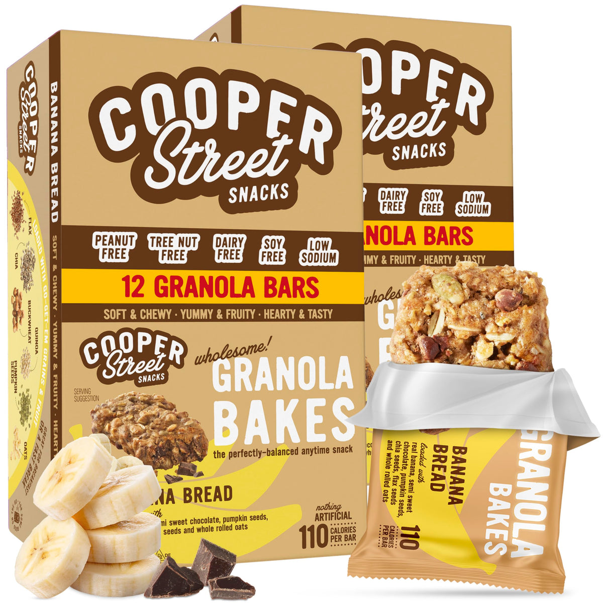 Cooper Street Granola Bakes – Soft Banana Bread Bars, Nut Free